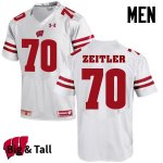 Men's Wisconsin Badgers NCAA #70 Kevin Zeitler White Authentic Under Armour Big & Tall Stitched College Football Jersey MC31G76YT
